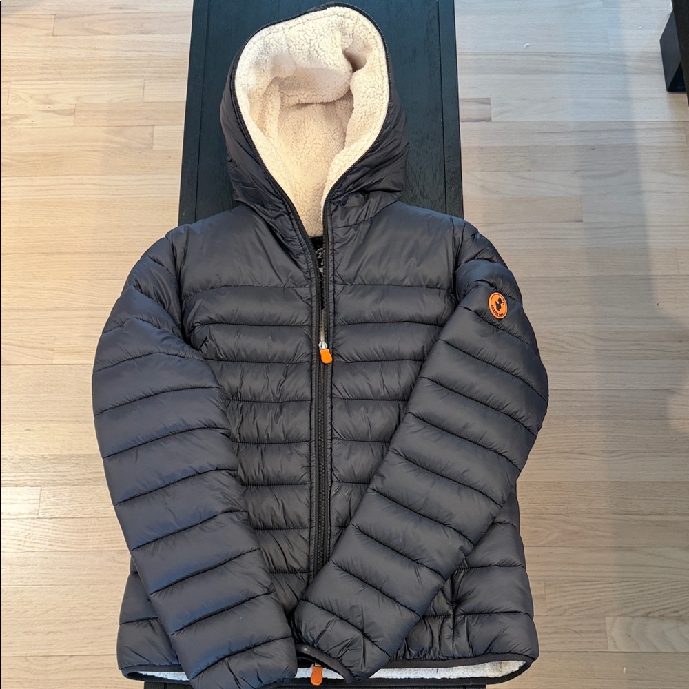 Save The Duck Black Puffer Jacket with Hood